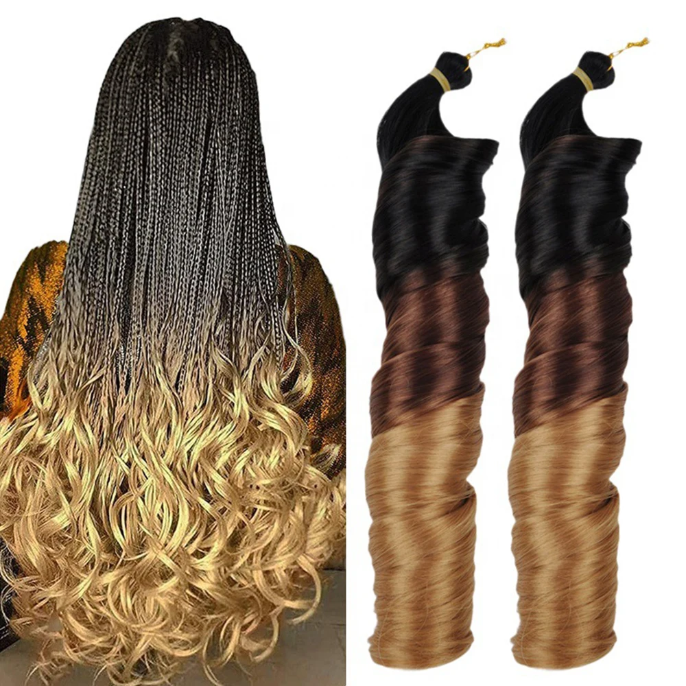 French curl braiding hair detail image 4