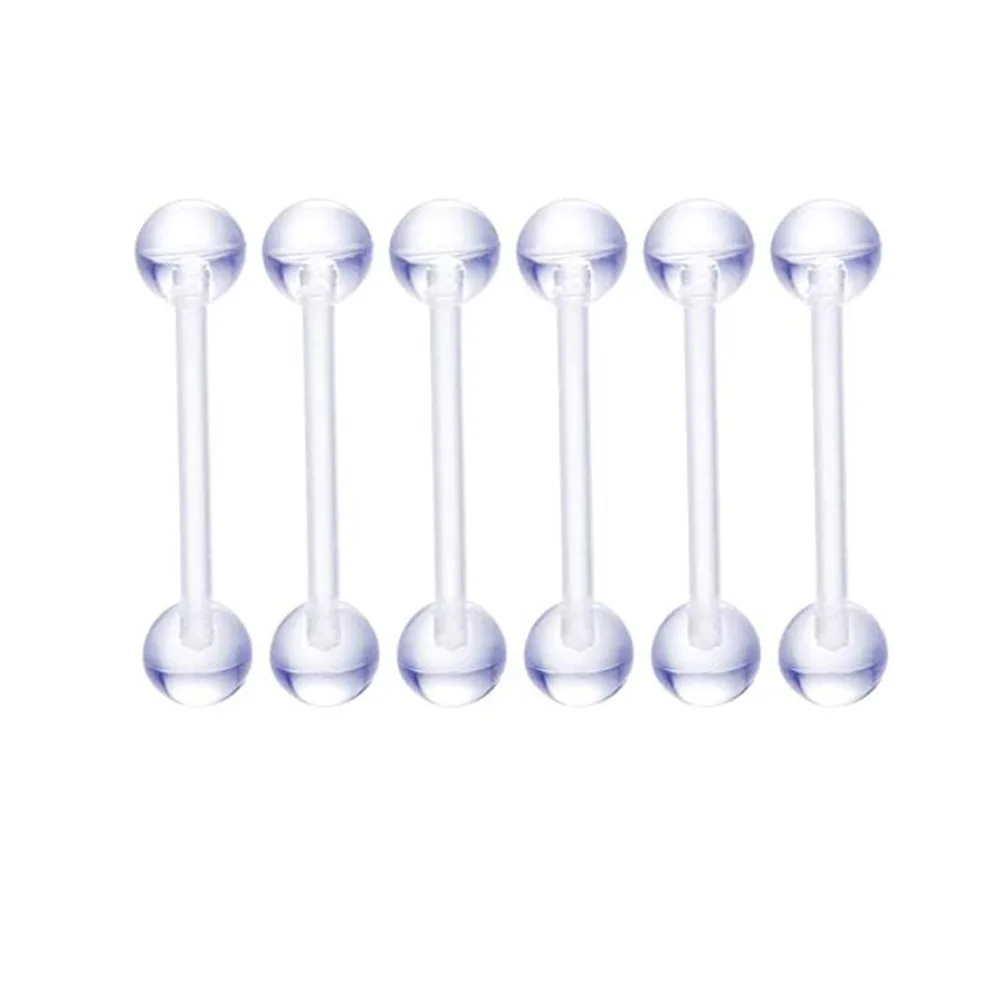 6PCS Shimmering Acrylic Tongue and Nipple Barbell Set