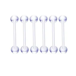6PCS Shimmering Acrylic Tongue and Nipple Barbell Set (Clear 6PCS)