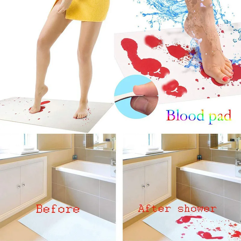 

2023 Funny Halloween Gifts Bloody Bathroom Color-changing Floor Mat Horror Bloody Footprints Non-slip Mat Party Supplies 40x70CM