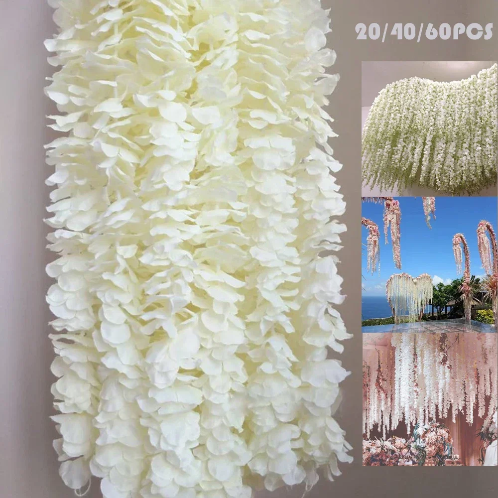 2Pcs 7Ft/Pcs Vite di Glicine Artificiale, Ghirlanda Fiori nel Rattan