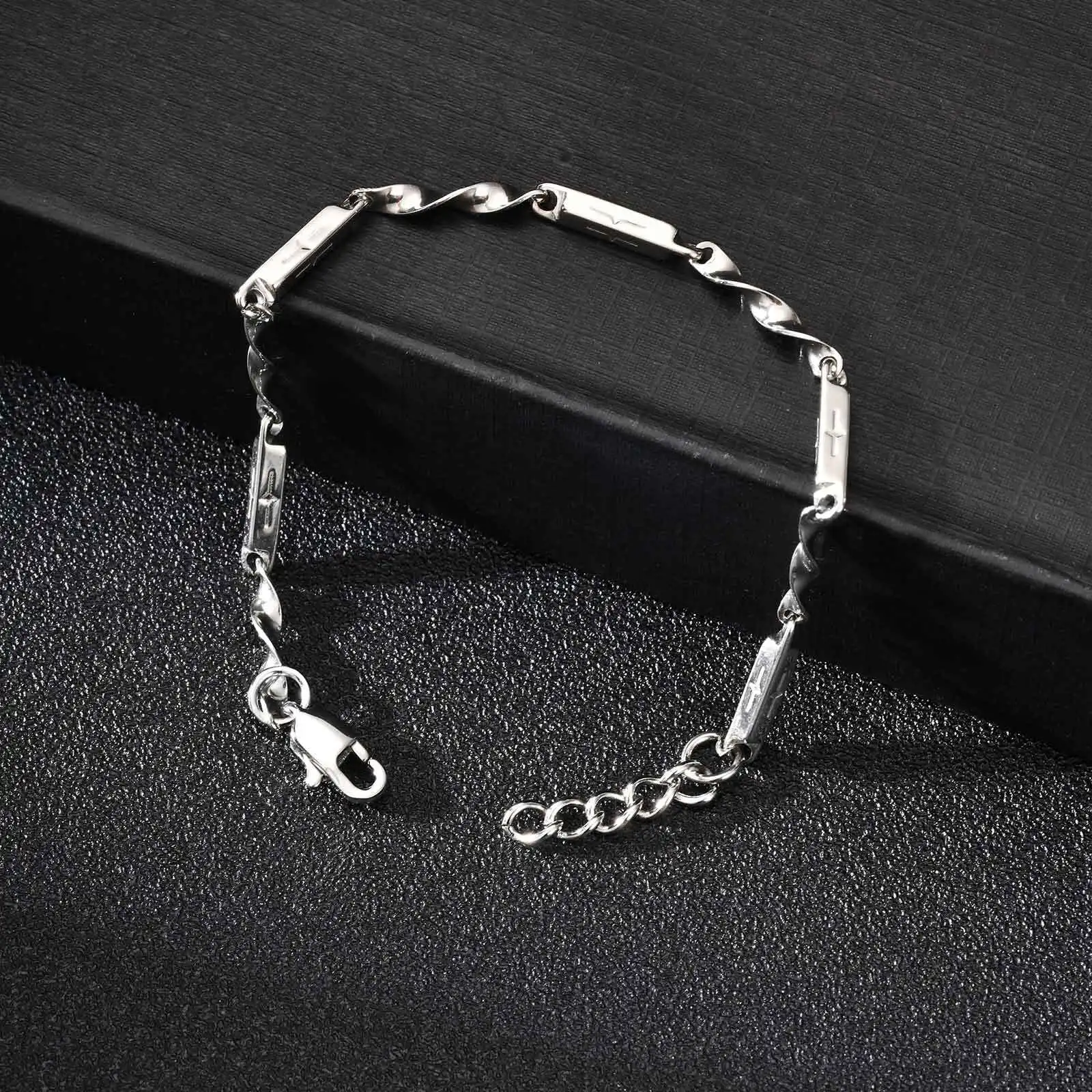 Mobius Bamboo Bracelet for Men Boys,Cross Hollow Tube Chain Bracelet,Simple Jewelry Gift