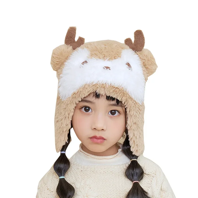 

Kids Hat Winter Baby Boys and Girls Super Cute Antler Knit Woolen Hat Plush Warm Ear Protection Head Hat