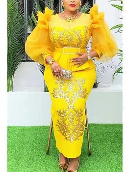 Plus Size Evening Dresses for Women African Luxury Sequin Gown Elegant Turkey Wedding Party Long Dress Ankara Ladies Clothing