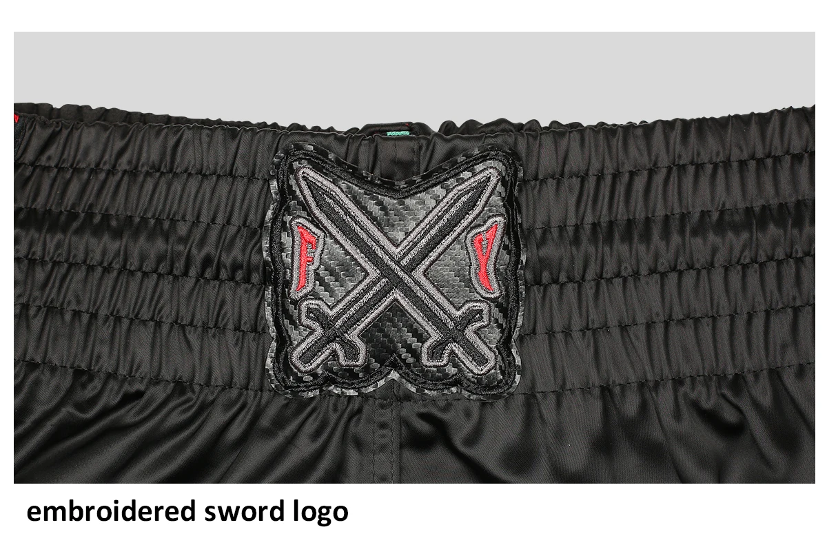 FLOORY Heavy Industry Mikrofaser bestickte Muay-Thai-Shorts Boxshorts Gym-Trainingsshorts Muay-Thai-Shorts – Detail 8