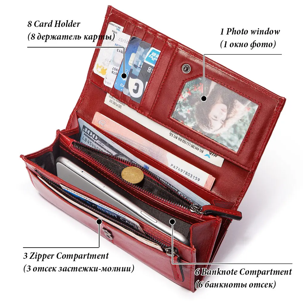 ★lemasque★ Dow Soft Women's Leather Card Wallet Red L08301 Customized Personalised Womens Wallet Leather Engraved Wallet
