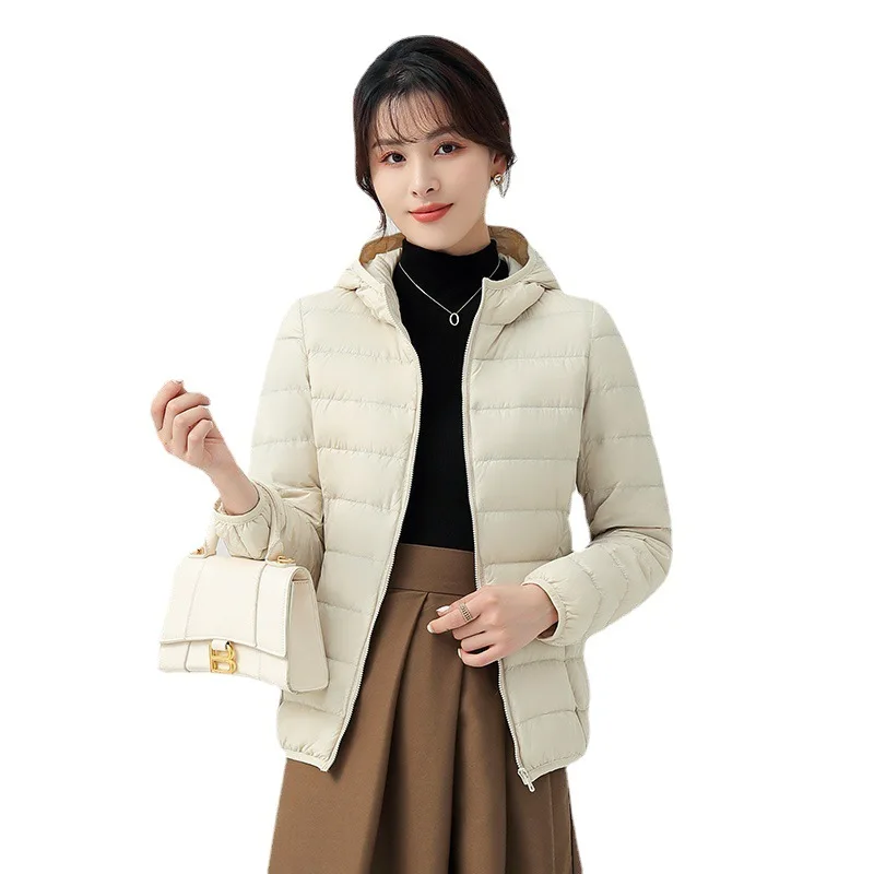 2023 New Women Down Jacket Winter Coat Female Lightweight Short-length Parkas Loose Warm Simple Outwear Hooded Slim Overcoat