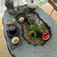 Table à thé en pierre artificielle de style chinois, table d'ordinateur pour le bureau, mobilier multifonctionnel pour le salon 4