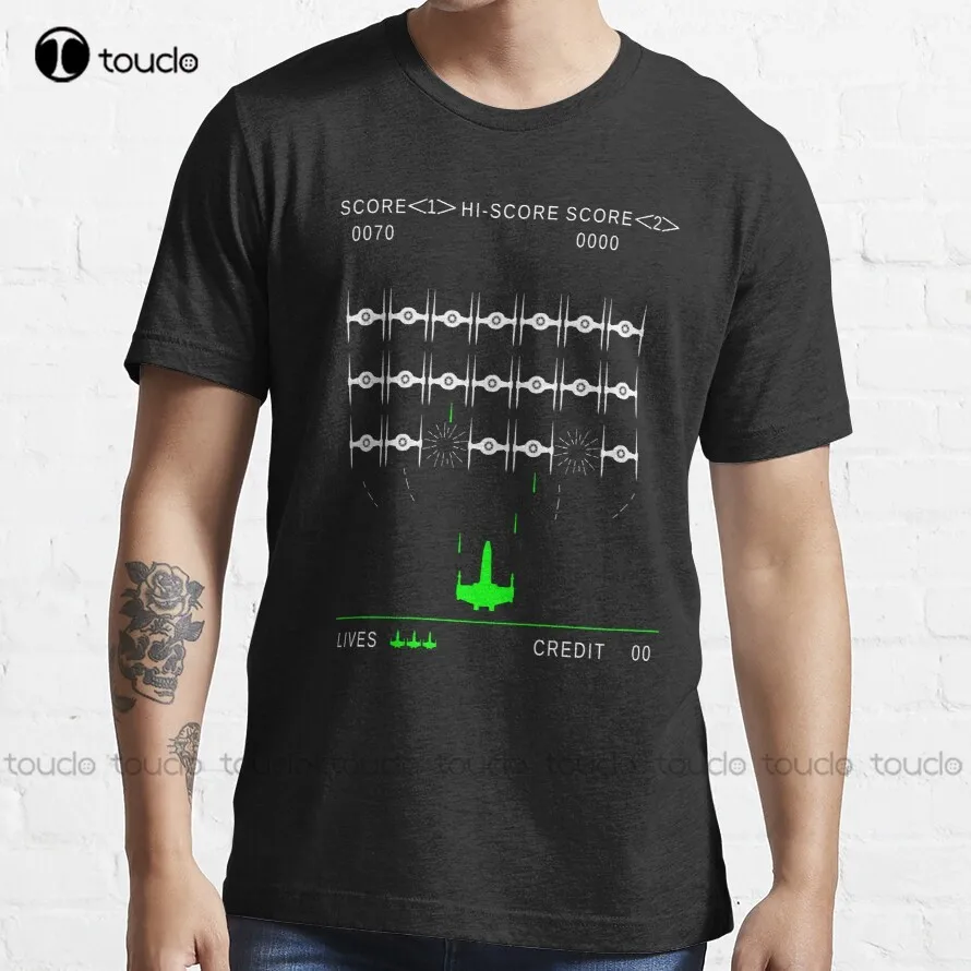 Star Space Invasers Shirt Tie Fighter X Wing Retro T-Shirt Mens Dress Shirt Custom Aldult Teen Unisex Digital Printing Tee Shirt
