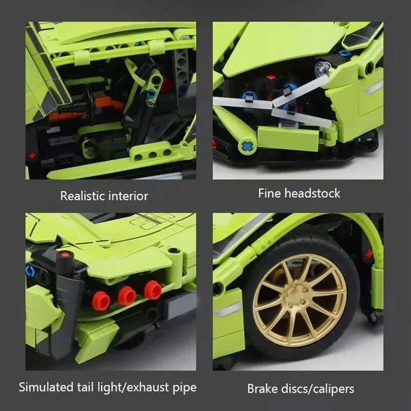 Building Blocks Toys 1:14 Technical 1280Pcs Racing Sport Car 42115 Model Building Blocks Mechanical Speed Vehicle Supercar Brick Toys