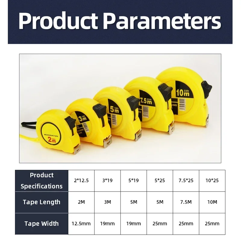 Tape Measure Measuring Ruler Measuring Tape 2M 3M 5M Metric Steel Length Metal Tools