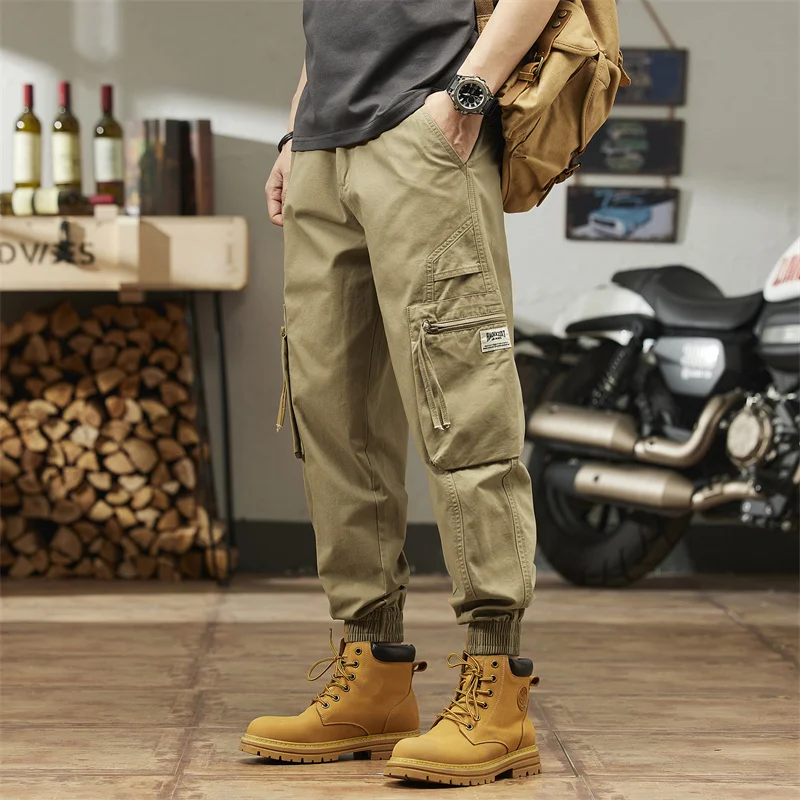 

Cargo Pants Men Millitary Solid Color Casual Joggers Male Tactical Cotton Elastic Waist Spring Summer Pants Long Trousers Plus