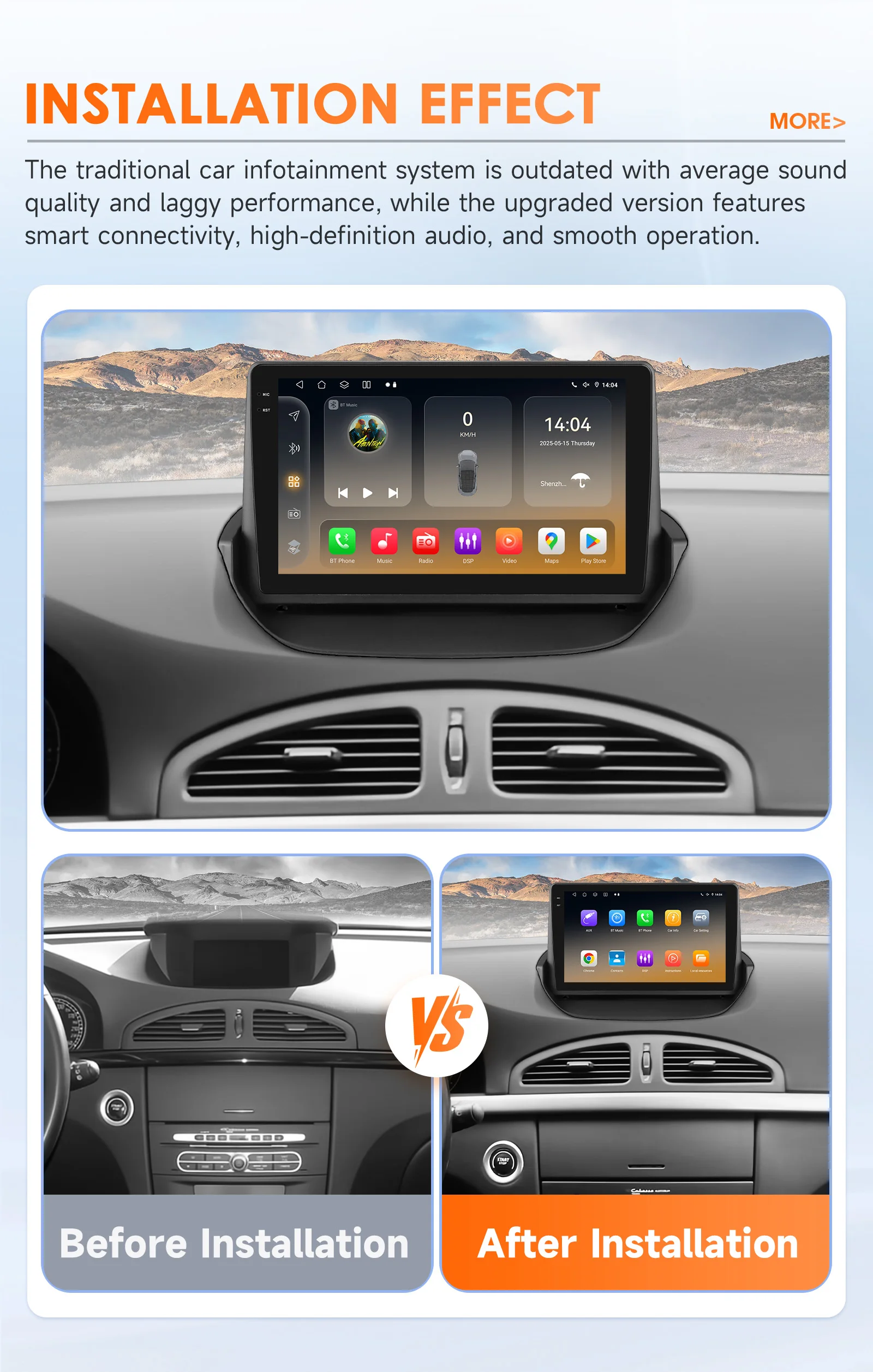 Snapdragon 6115 Carplay Android 14 Auto Autoradio für Renault Laguna 2 2001–2007 Autoradio GPS 360 Kamera Multimedia 2din RDS – Detail 4