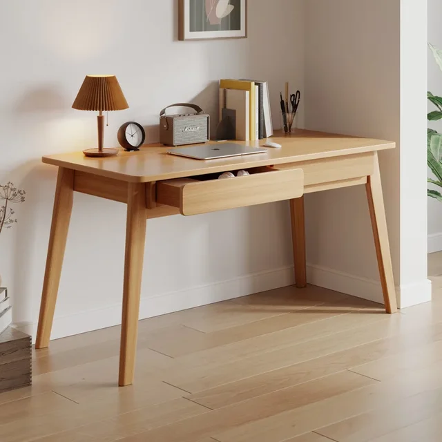 Double-drawn Solid Wood Desk Home Computer Table Simple Modern Bedroom Small Table Student Homework Study Table