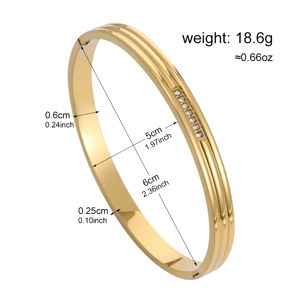 Yupsk 1/3pcs Gold Color Stainless Steel Bracelet Set for Women Shiny Geometric Green Zircon Bangle Stacked Jewelry Gifts 6