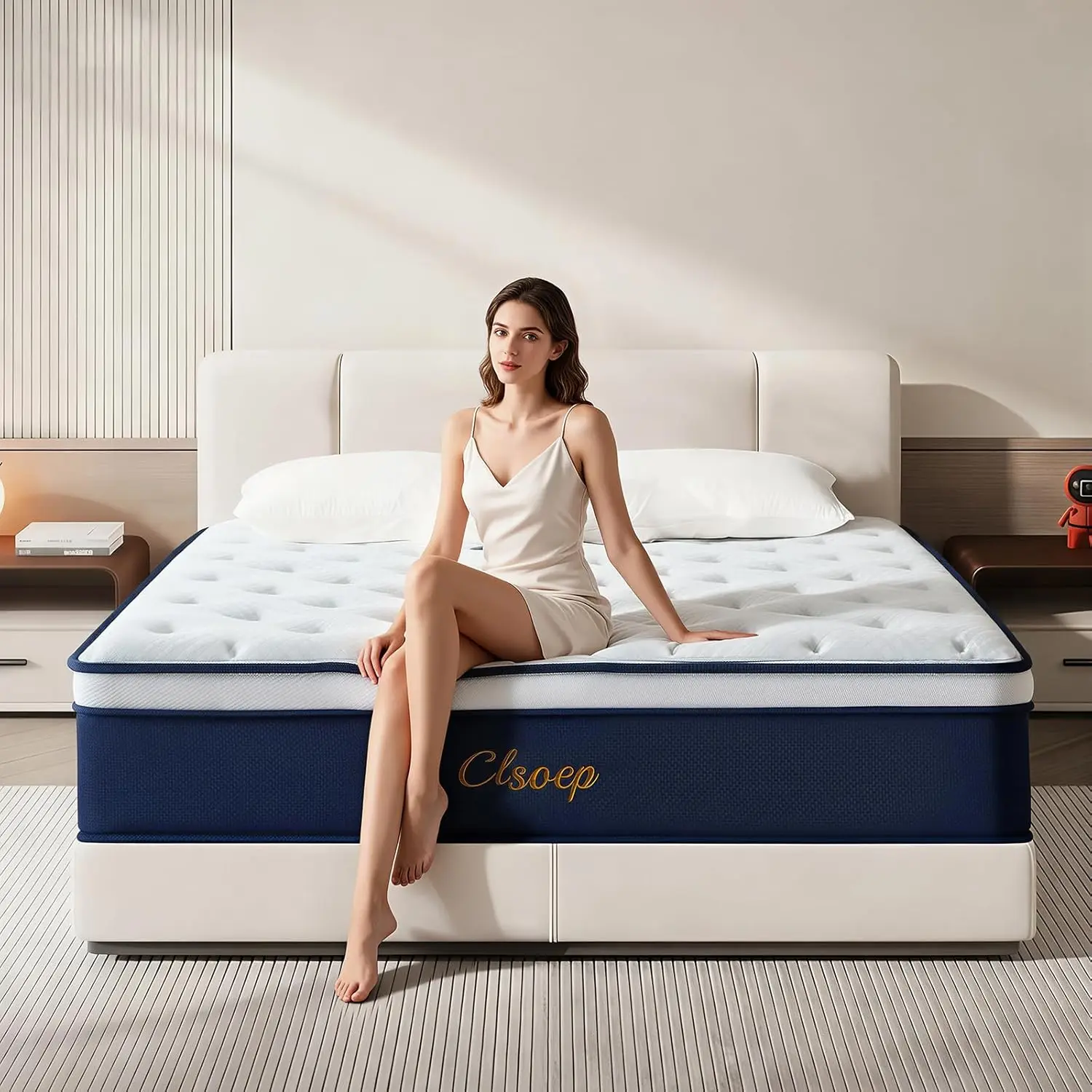 Full Mattress 12 Inch Hybrid, Medium Firm Cooling Memory Foam with Pocket Springs, Breathable Fiberglass-Free