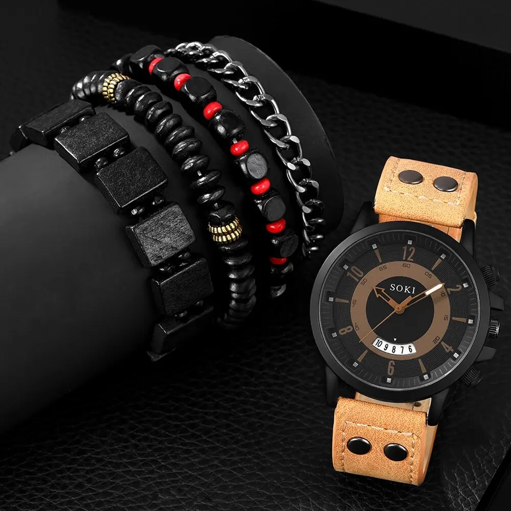 5PCS Ʈ  м  ޷  ո ð  ĳ־  ð Reloj Hombre