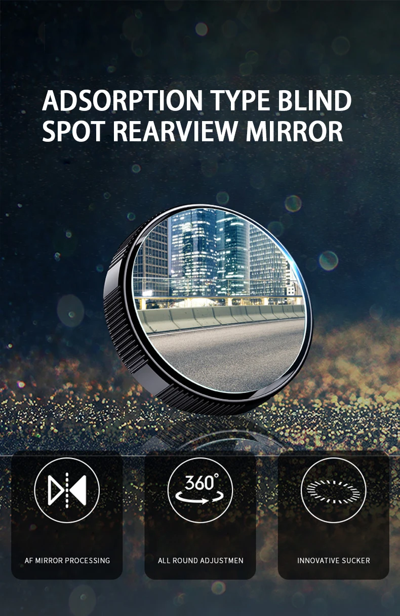 2 STÜCK Saugnapf Auto Konvexer Toter Winkel Spiegel HD 360 Grad Weitwinkel Einstellbare Rückspiegel Extra Hilfs Runde Spiegel Accessori – Detail 1
