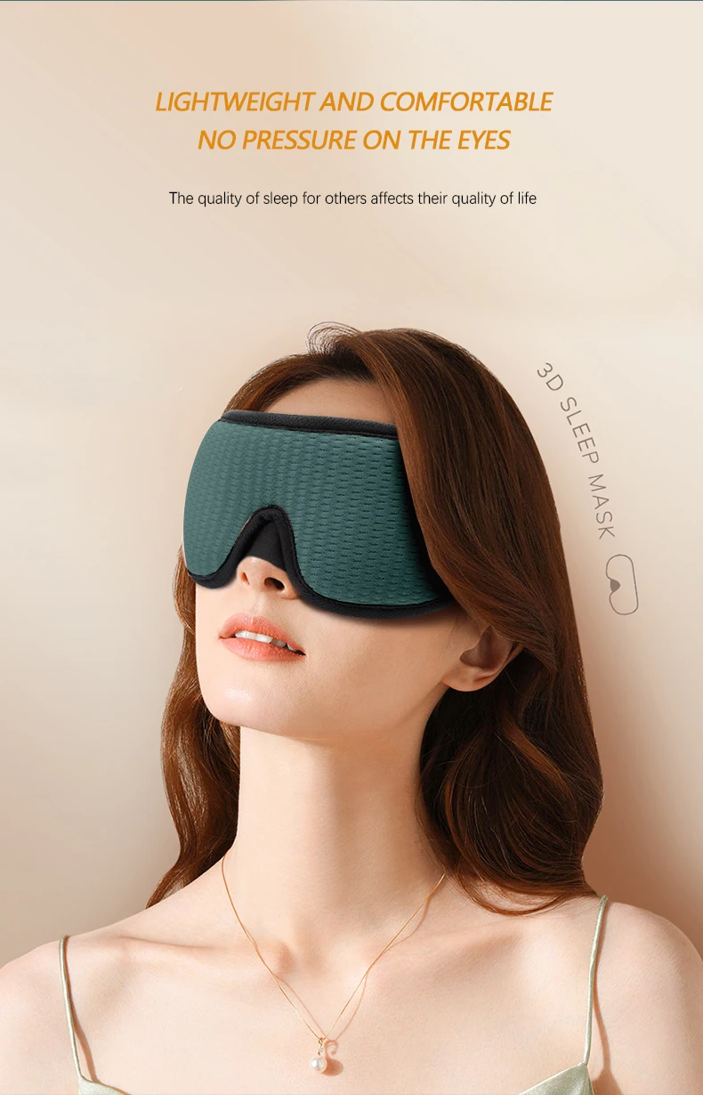 3D Contoured Sleep Mask – Breathable Green Eye Mask with Adjustable Strap