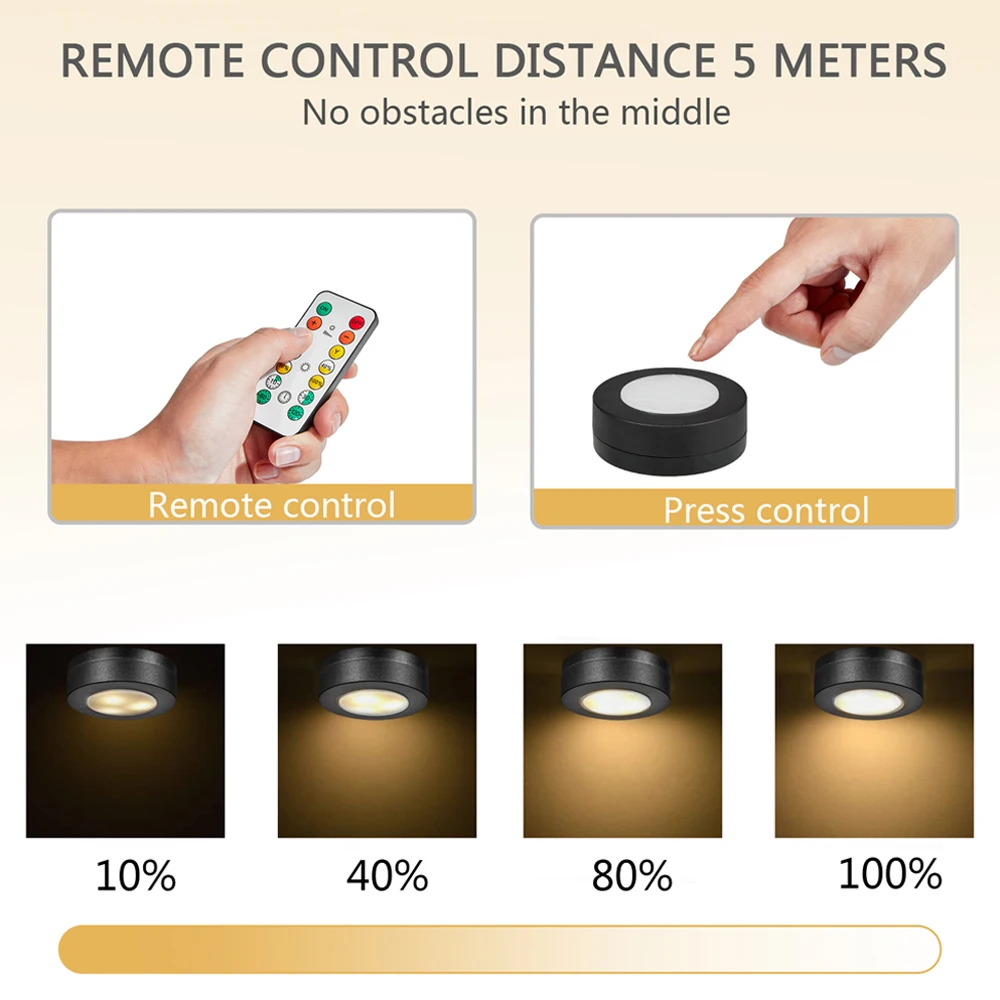 Round LED Cabinet Closet CCT Under Furniture Dimmable Battery Powered Night Bedroom Wardrobe Lighting Remote Control led night light led cabinet light cabinet lights led cabinet lights under cabinet light