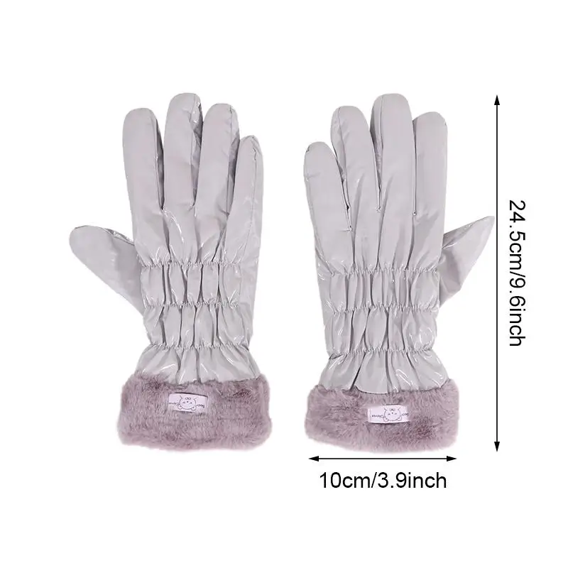 Thik Ski Gloves Women Winter Fleece Thickened Warm Plush Waterproof Touch-Screen Gloves For Outdoor Riding Mountaineering