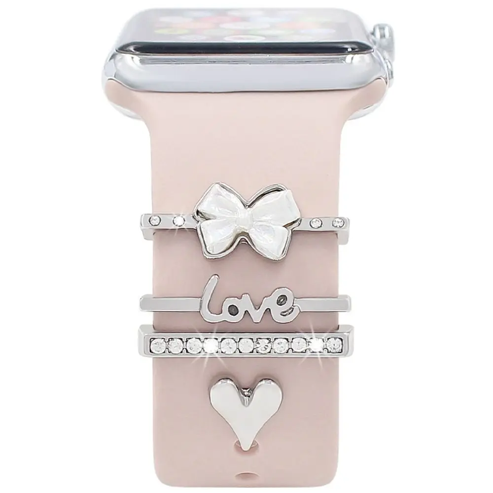 Heart-Shaped Decorative Metal Watch Band Charms for Men – Elegant Floral Design