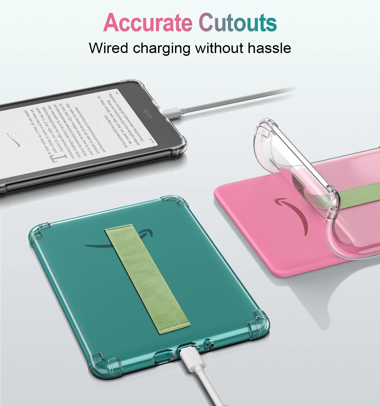 Case for 7" Kindle Paperwhite (12th Generation-) Hand Strap Case Ultra Slim Transparent Soft TPU Skin Back Cover Shell