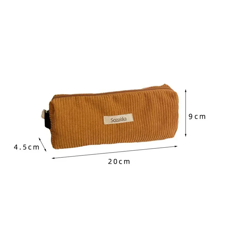 Retro Corduroy Pencil Case Travel Cosmetic Lipstick Stationery Storage Bag Women Makeup Handbags Organizer Pouch Pencilcase Bags 6