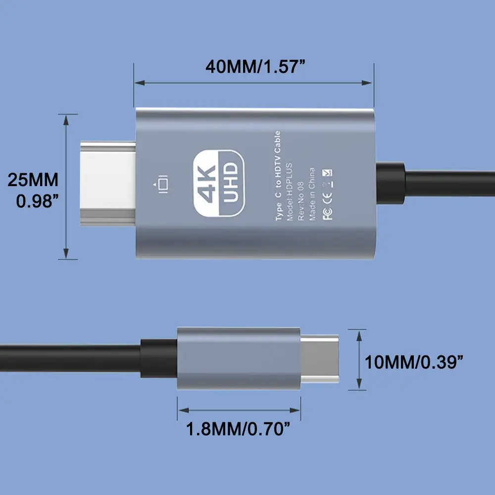 Cavo USB C A DisplayPort 1,8m 4K 60Hz - Adattatore Per MacBook, XPS, Galaxy A Monitor/HDTV - 2