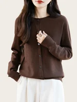 Classique laine mérinos femme pull basique femme automne hiver tricoté Cardigan élégant dames cachemire à manches longues vêtements hauts 1