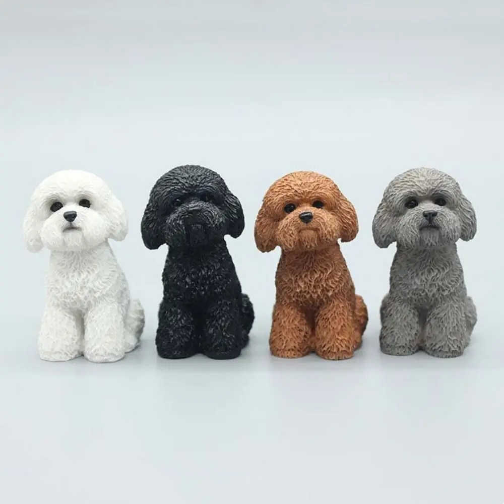 Simulation Poodle Dog Figures Puppy Model Miniature Figurine Mini Animal Ornament Desktop Decoration Resin Crafts