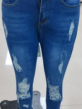 Ladies High Waist Skinny Jeans Stretch Ripped Denim Pants Distressed Cropped Trousers Casual Streetwear Fashion 4