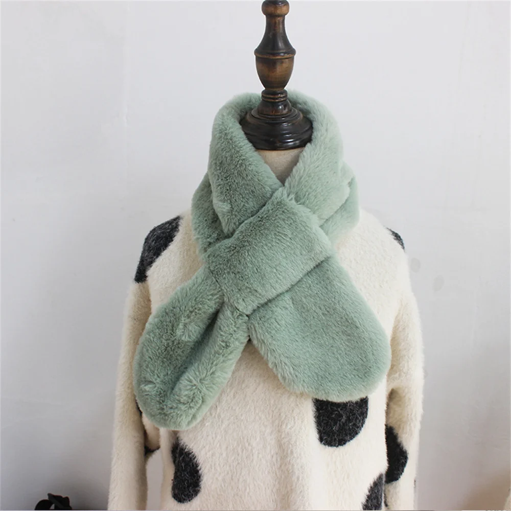 Cartoon Kids Plush Scarf Imitation Rabbit Fur Autumn Winter Boy Girl Warm Neck Cover Outdoor Windproof Children Neckerchief