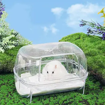 Hamster Bathroom Clear Small Animals Shower Bathtub Cage Accessories Litter Box Hamster Bed For Mice Lemming Gerbils Small 4