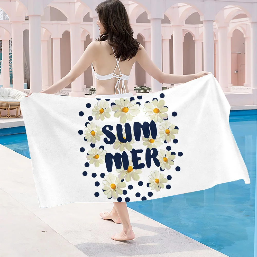 

Flower Printed Beach Towel, Ultrafine Fiber, Water Absorption, Fast Drying, Small Fresh Color, Leaf Pattern, Summer, FM520