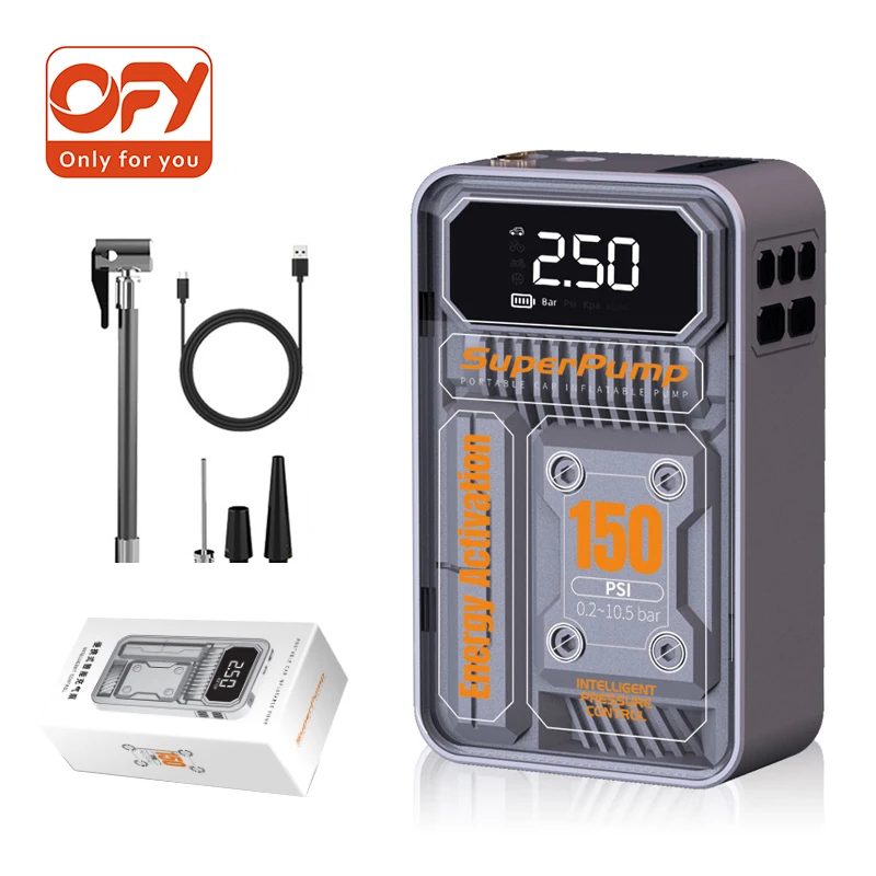 

OFY Car Electric Air Pump Tire Inflatable Pump Portable Tire Inflator 4000mAh Wireless/Wired Digital Display Air Compressor Tool
