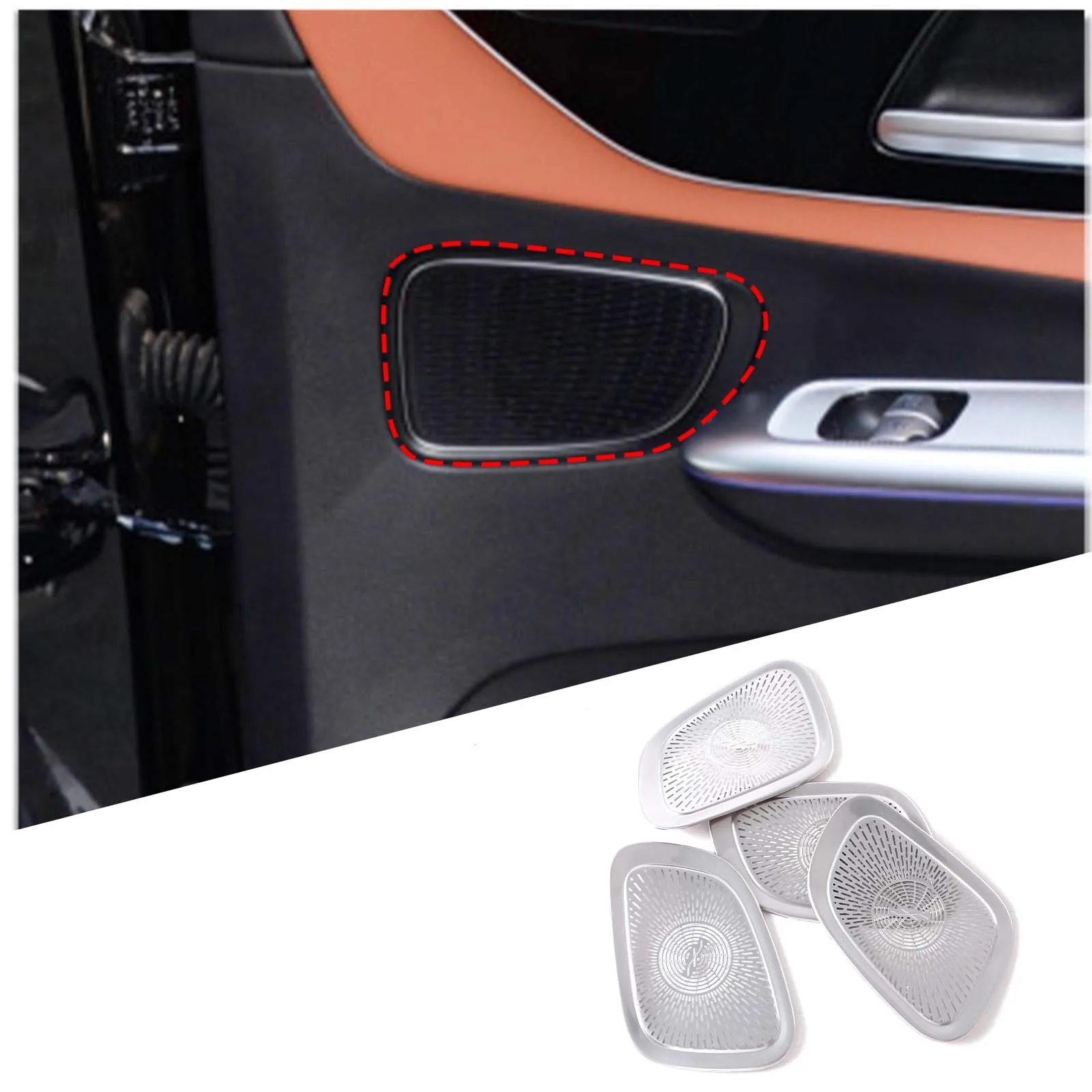 Acciaio Inossidabile Argento Car Audio Speaker Cover Door Speaker Cover Horn Trim Accessori Per Mercedes Benz Glc 2023