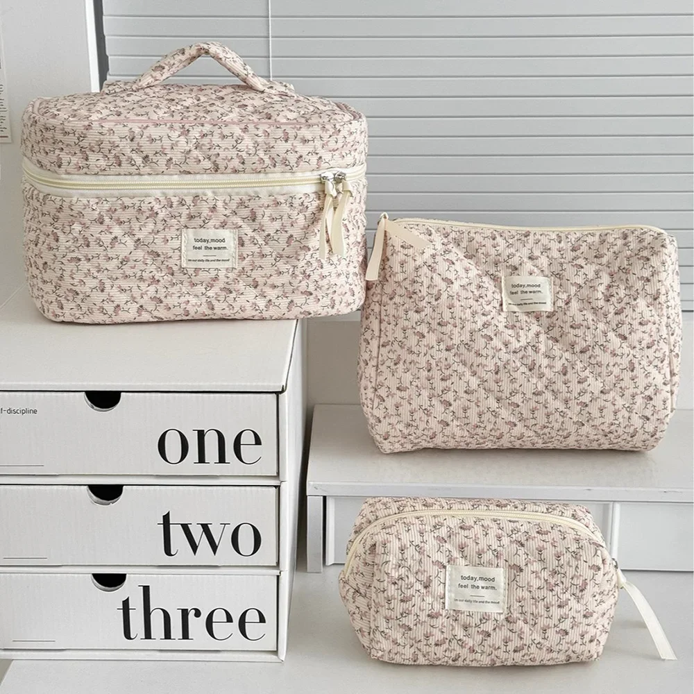 Pink Quilted Cosmetic Travel Organizer & Toiletry Bag