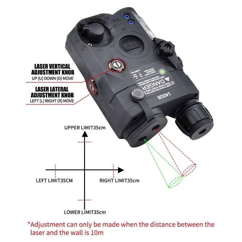 Airsoft UHP PEQ-15 LA5C PEQ15 IR Fill Light Red Dot Green Blue Laser Indicator Surefir M600 M300 Flashlight Weapon Scout Light