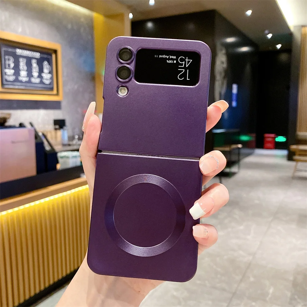 Luxury Matte Magsafe-Compatible Silicone Case for Samsung Galaxy Z Flip Series with Wireless Charging Functionality