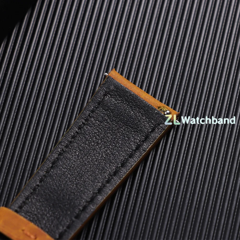 Premium Leather Watch Band with Butterfly Clasp - Quick Release Wristband in Black or Brown