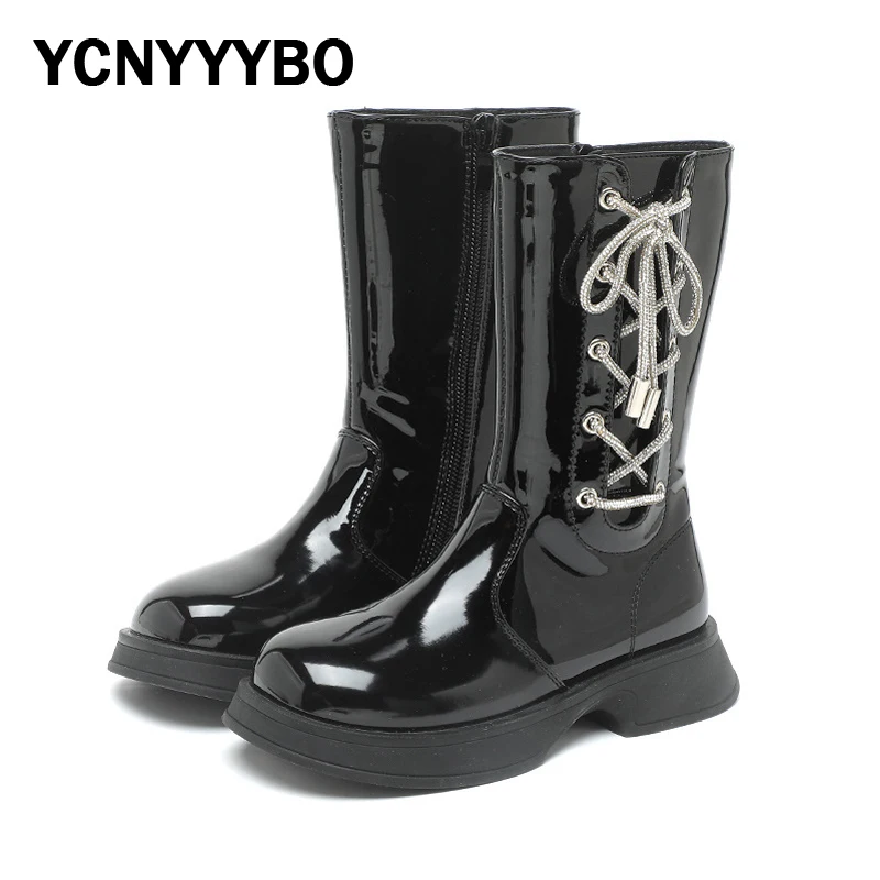

Winter New Kids Fashion Boots Children Knee High Boots Baby Girls Black Brand Shoes Riding Boots Princess Shoes Leather Boots