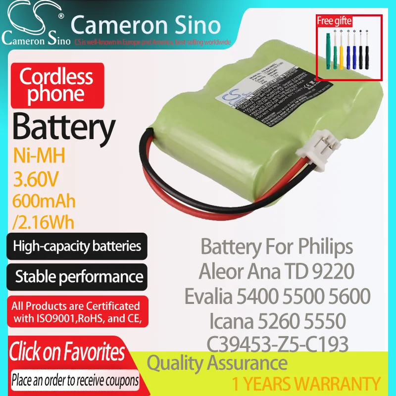 Batteria Cameronsino Per Philips Evalia 5400 Aleor Ana Td 9220 Onica 5260 Per Batteria Telefono Cordless Siemens C39453-Z5-C193