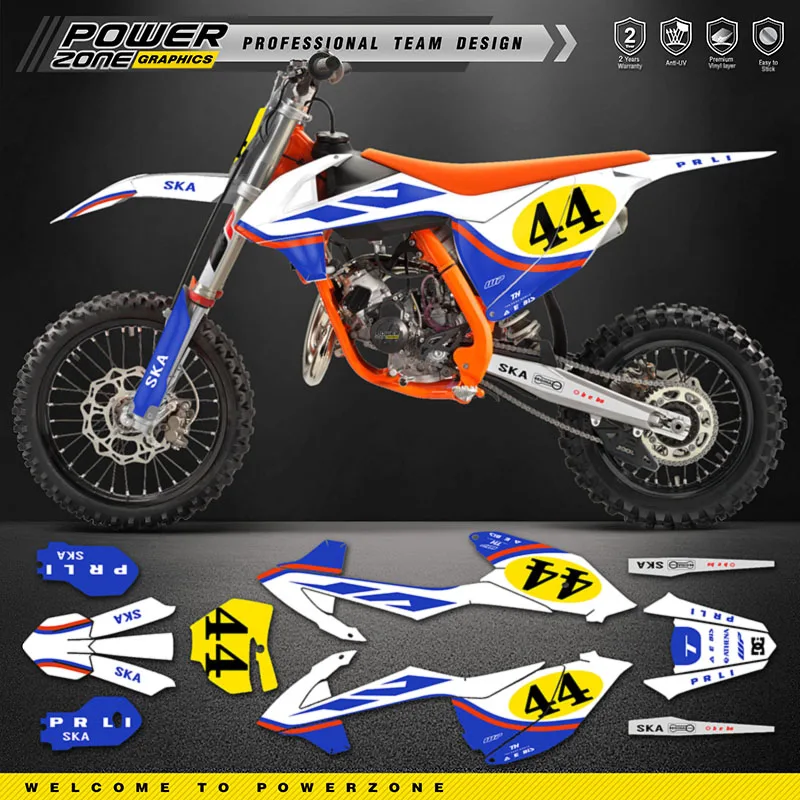 

PowerZone Custom Team Graphics Backgrounds Decals For 3M Stickers Kit For KTM SX85 85 2018 2019 2020 85cc Number Name Costom 10