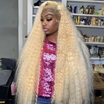 30 40 Inch 13x6 Hd Lace Frontal Human Hair Wigs For Women 13x4 Brazilian Deep Wave 613 Honey Blonde Curly Wigs On Sale Clearance 1