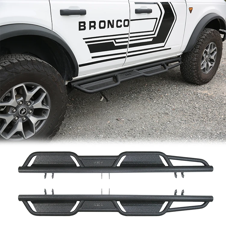 Carbon Steel Flat type Nerf Bar Running Board Side Steps for Ford Bronco 2021+ 4door custom