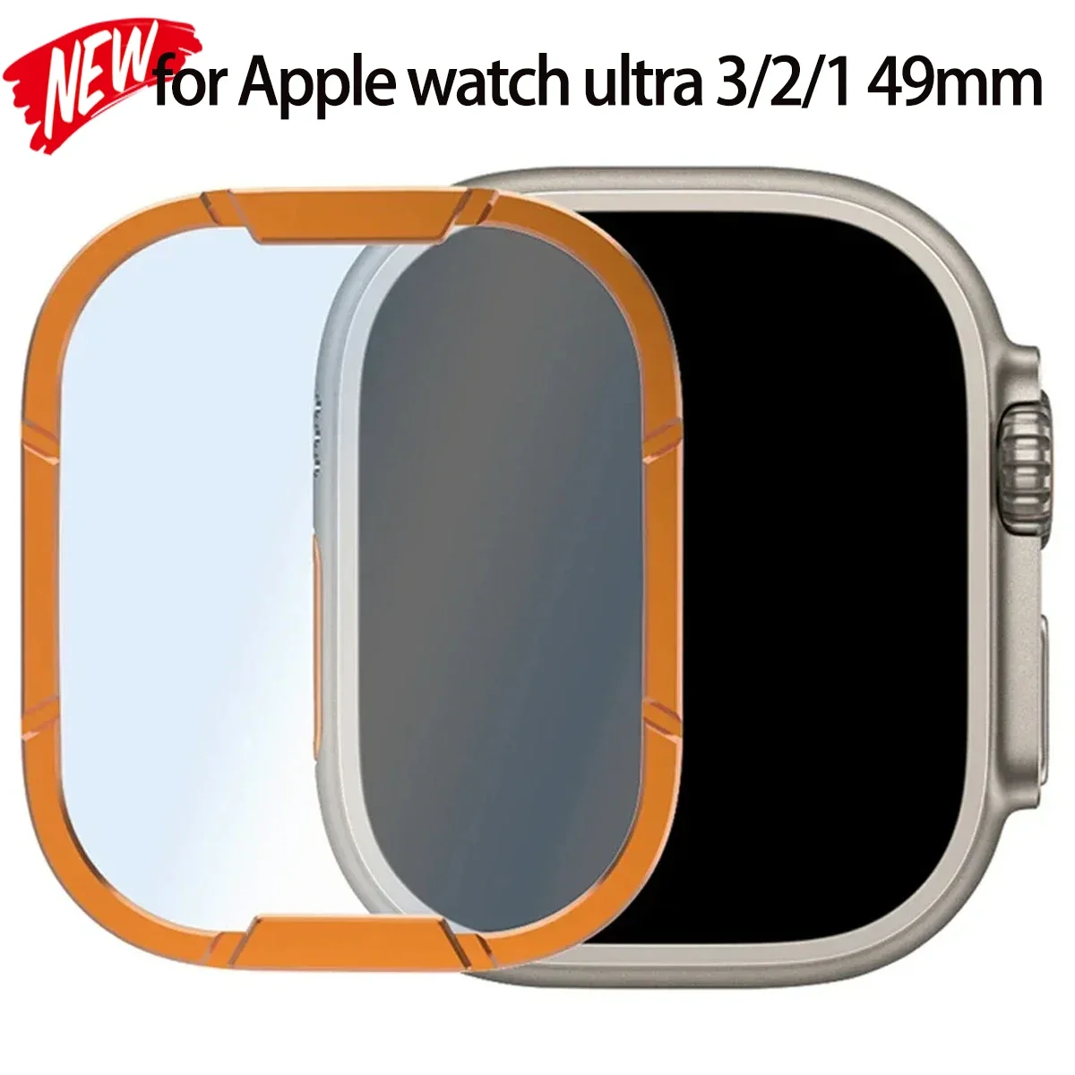 애플 워치 울트라 3/2/1용 강화유리 스크린 보호필름 메탈 프레임 포함 iWatch 울트라 49mm 긁힘 방지 HD 보호필름