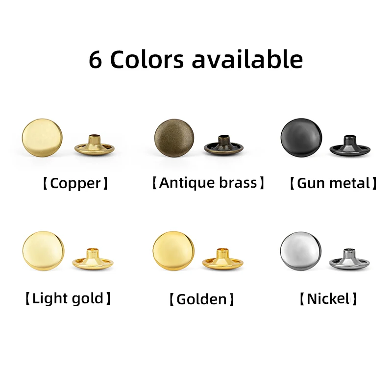 Brass Leather Rivet Double Cap Rivet Round Stud Spike Collision Nail Decorative Metal Rivets Belt Strap Rivets Copper Rivets Metal Studs Leather Rivets Pearl Rivets For Clothes Bag Shoe Belt 100set