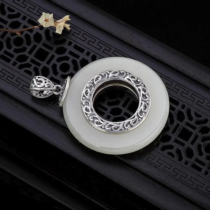Original Design Hollow Natural Hetian Jade Pendant Necklace Chinese Style Retro Pattern Light Luxury Charm Women's Silver pendant necklace silver necklace silver pendant silver necklace charms jade jewelry