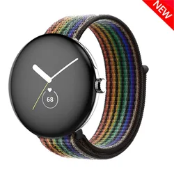 Nylon Sport Replacement Wristband Strap Bracelet for Pixel watch 1 (Pride edition black)